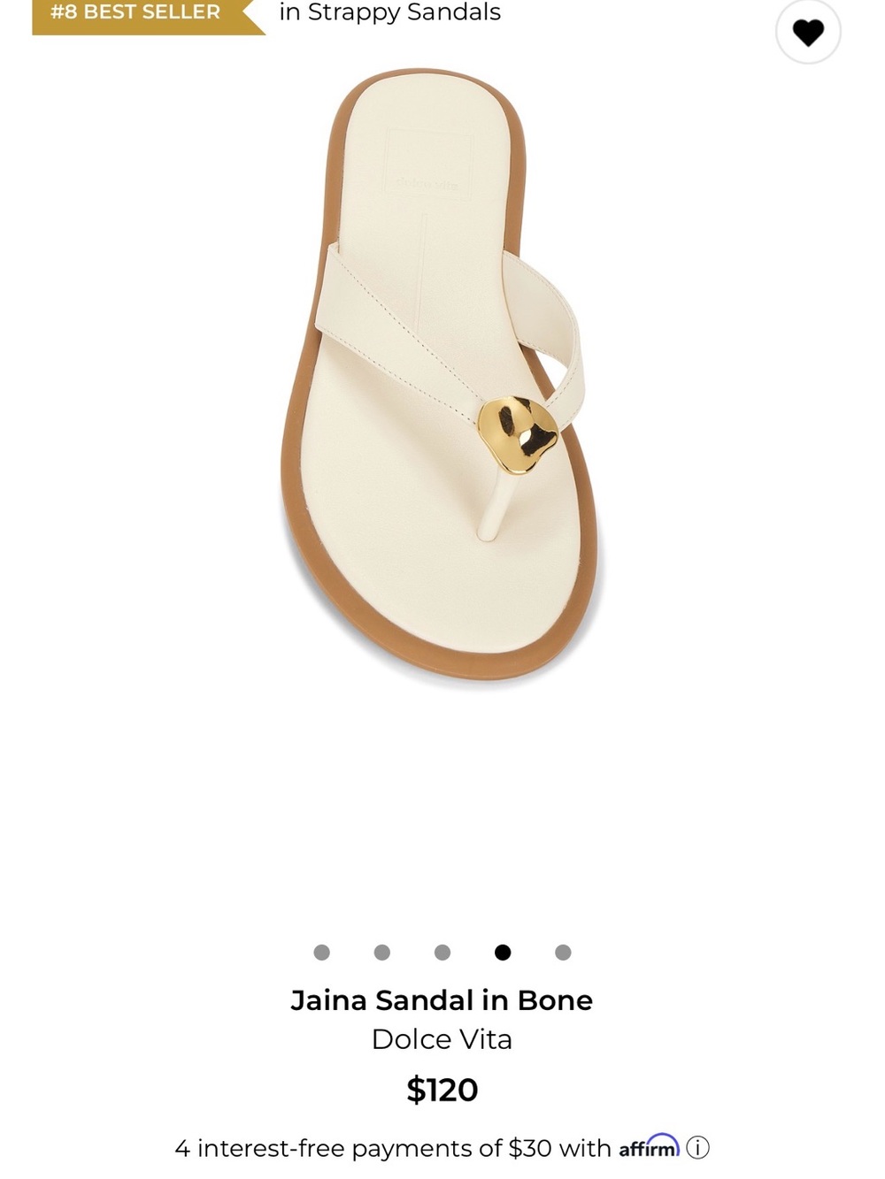 Dolce Vita Bone Thong Sandal with Gold Accent